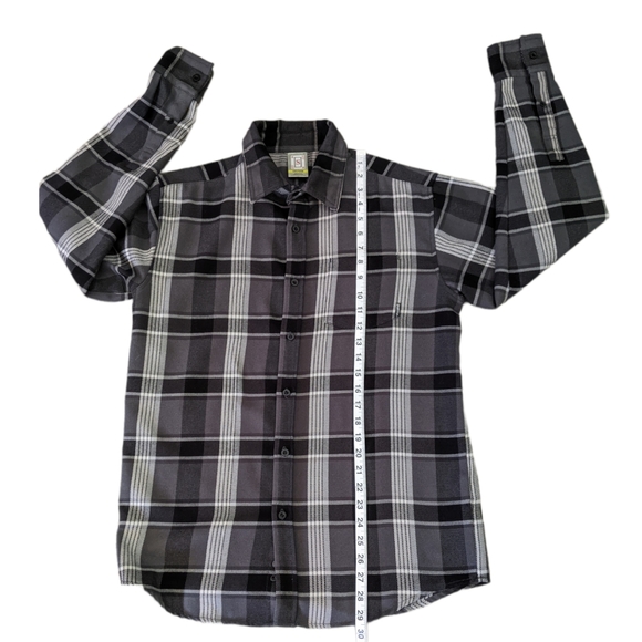 Burton Dryride Men's Plaid Button Up Size S Long Sleeve Gray Black White - Picture 3 of 12